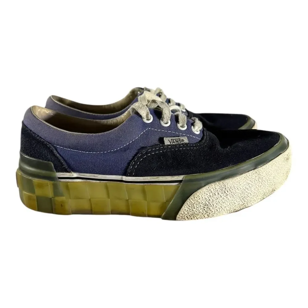 Vans Era Stacked LX Suede Canvas Checkerboard Black Blue Women’s Size 7.5